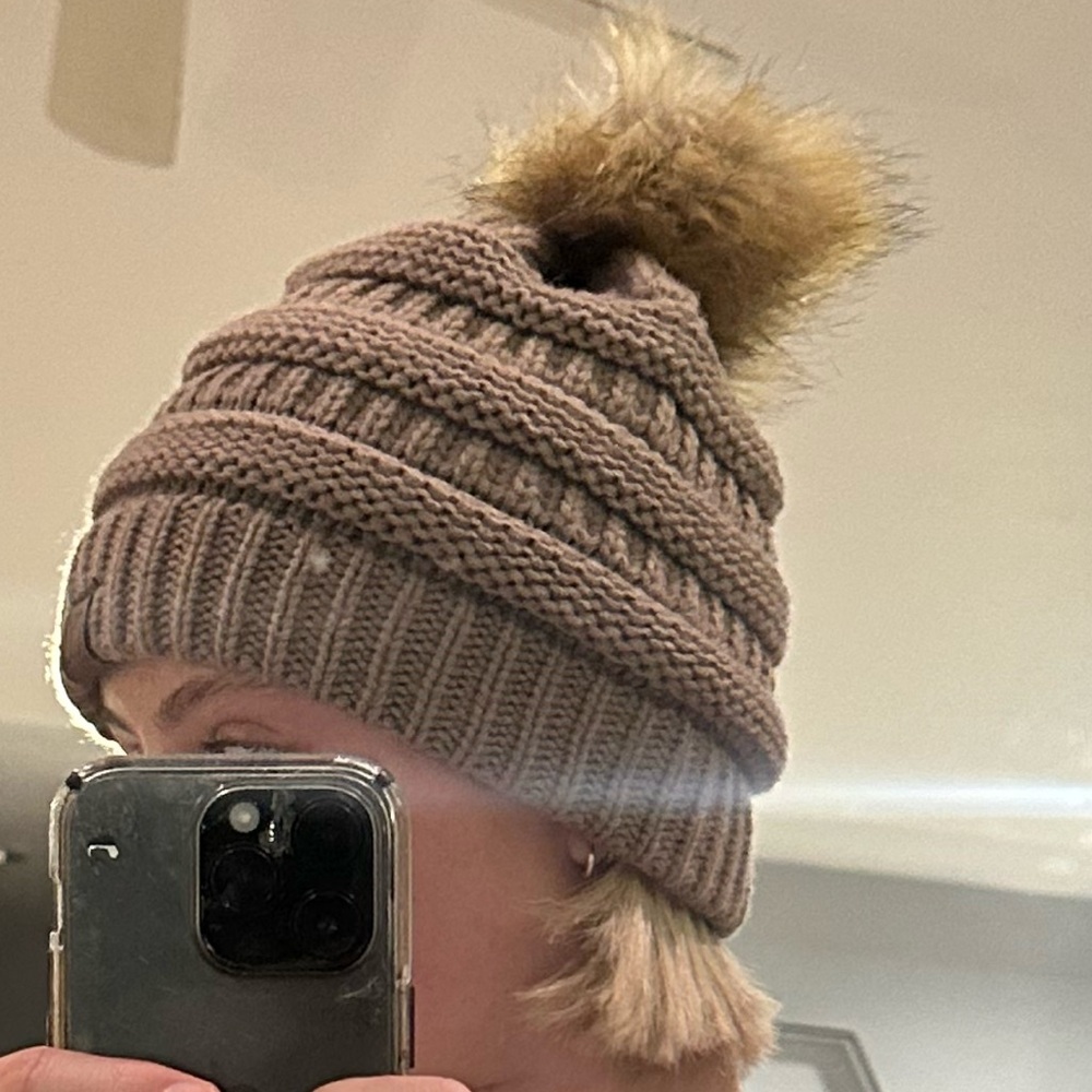 Brown beanie with Pom Pom
